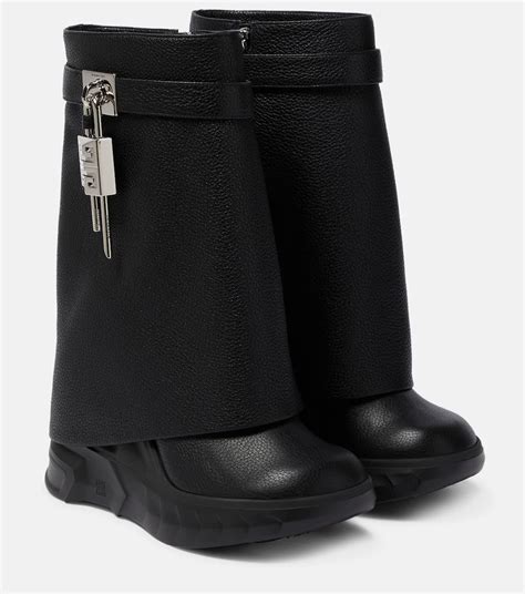 givenchy black biker 105 leather ankle boots|givenchy shark lock high boots.